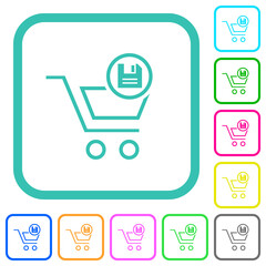 Sticker - Cart save outline vivid colored flat icons