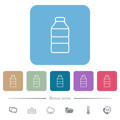 Canvas Print - Water bottle outline flat icons on color rounded square backgrounds