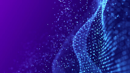 Wall Mural - Abstract wave of musical sounds. Smooth information transfer. 3D rendering.