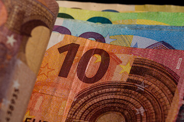 Poster - Closeup shot of Euro banknotes - investment and financial concept