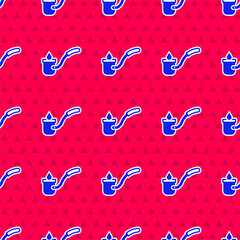 Blue Sauna ladle icon isolated seamless pattern on red background. Vector