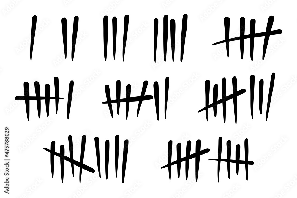 Tally marks to count days in prison. Tally marks for math lessons ...