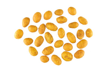Canvas Print - Top View of Coated Peanuts Isolated on White Background with Clipping Path