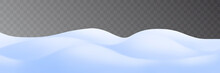 Snowdrifts On Transparent Background, Panoramic Image, Winter Illustration	