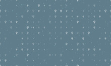 Seamless Background Pattern Of Evenly Spaced White Astrological Pluto Symbols Of Different Sizes And Opacity. Vector Illustration On Blue Gray Background With Stars