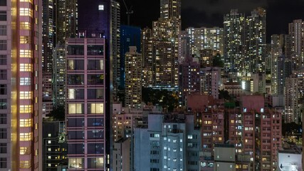 Fototapete - Timelapse of Hong Kong city building at night