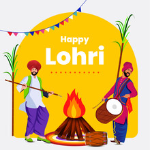 Illustration Of Happy Lohri Holiday Background For Punjabi Festival
