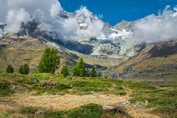 Wall Mural - Amazing scenery with snowy mountains in Switzerland