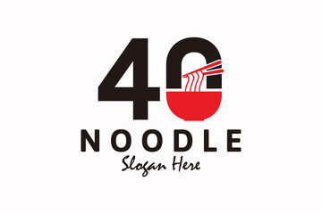 noodle logo design with number forty, logo inspiration