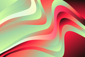 Poster - Red and Green Gradient Wavy Background