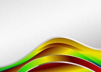 Wall Mural - Red Yellow and Green Wave Background with Space for Your Text Image