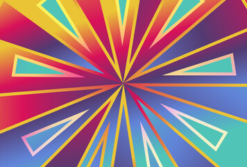 Wall Mural - Pink Blue and Orange Gradient Radial Stripes Background