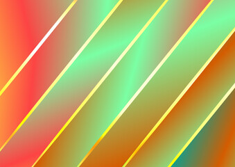 Wall Mural - Abstract Red Green and Orange Gradient Shiny Diagonal Lines Background Vector Eps