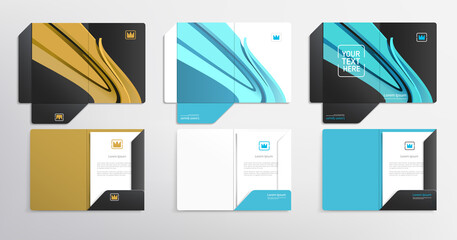 Wall Mural - A4 file folder Mock-Up set with abstract geometric  branding design. Business stationery folder template with corporate identity digital graphics	