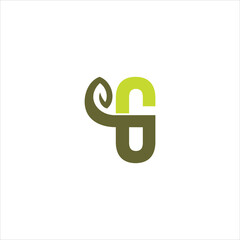 Wall Mural - initials g logo vector template leaves