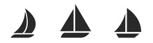 Sailing Yacht Icon Set. Sailboats For Sea Travel And Rest