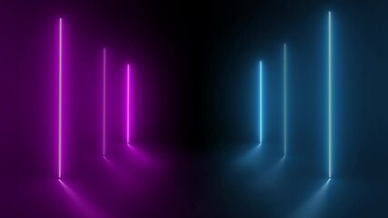 Wall Mural - 3d render, glowing futuristic sci fi lines, tunnel, neon lights. abstract seamless looped animation 