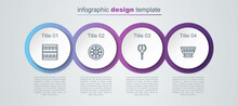 Set Line Ancient Greek Pattern, Old Wooden Wheel, Neptune Trident And Ancient Bowl. Business Infographic Template. Vector