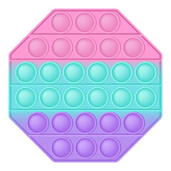 Wall Mural - Popit figure octagon as a fashionable silicon toy for fidgets. Addictive anti stress toy in pastel colors. Bubble anxiety developing vibrant pop it toys for kids. Vector illustration isolated on white