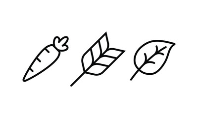 Wall Mural - set of icon collection related to gardening tools and equipments. some plants. the editable stroke line for web icon interface or any design element. a pictogram set in a minimal outline style.