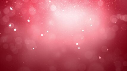 Wall Mural - artistic red bokeh background with stars and falling silver glitter particles. copy space holiday ce