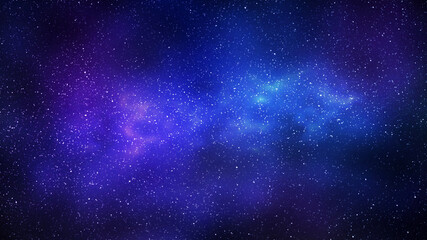 Wall Mural - night starry sky and bright blue galaxy, horizontal background