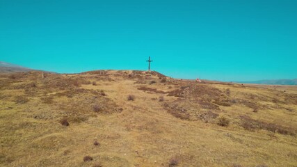 Wall Mural - Christian cross on the hills 