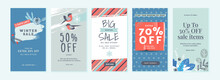 Winter Sale. Vector Illustrations For Web And Social Media Sale Banners, Shopping And E-commerce, Store Branding, Sale Tags And Coupons, Product Promotion, Marketing.