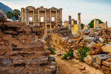 EPHESUS, TURKEY: Celsius Library In Ancient City Ephesus. Most Visited Ancient City In Turkey.