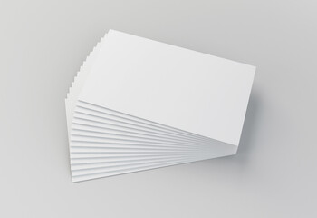 Canvas Print - 3D rendering of stacked blank business cards with copy space isolated on a gray background