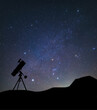 © Aleksey - Silhouette of the telescope against the background of the winter Milky Way and the constellation Orion.