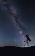 © Aleksey - Newtonian reflector telescope silhouette on the background of the Milky Way