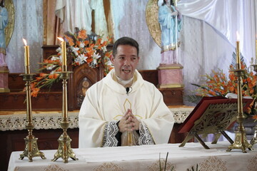 Wall Mural - Priest Celebrating Mass in Easter