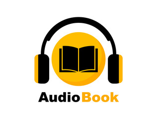 Audiobook logo template. Literature and e-books in audio format. For e-learning and onlin education. Vector illustration.