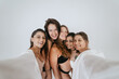 © teksomolika - Diverse models wearing comfortable underwear take selfie
