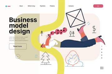 Startup illustration, website landing template. Concept of building new business