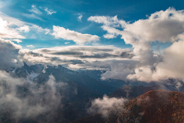 Wall Mural - Trekking in a cloudly autumn day in the Dolomiti Friulane, Friuli-Venezia Giulia