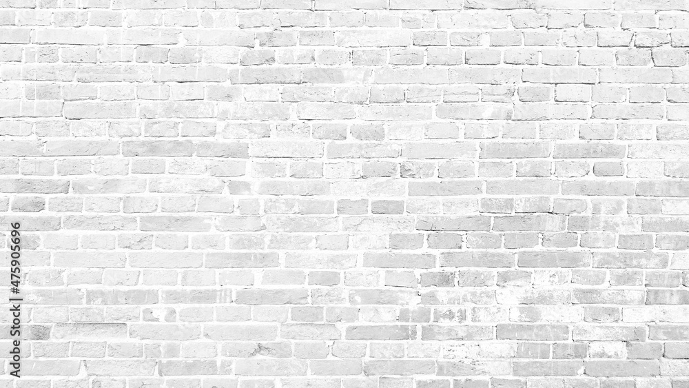 Abstract white brick wall texture for pattern background. wide panorama ...