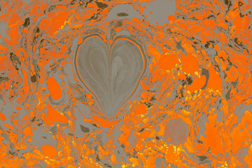 Canvas Print - Abstract oil painting with a vibrant heart-shaped smudge