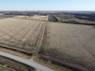 Poster - Aerial view of dry agricultural fields because of a severe drought in central Canadian plains