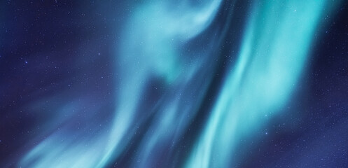 Wall Mural - aurora borealis in norway. northern lights as a background. night winter landscape with aurora.