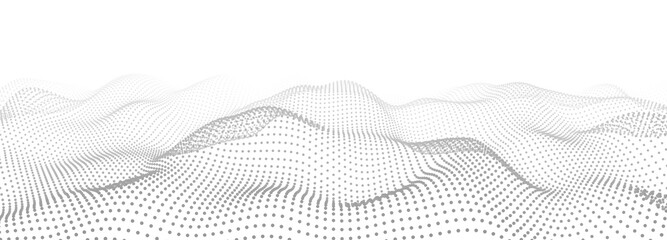 Wall Mural - Wave of dots. Abstract background of points. Cyber particles. Big data stream. Vector illustration