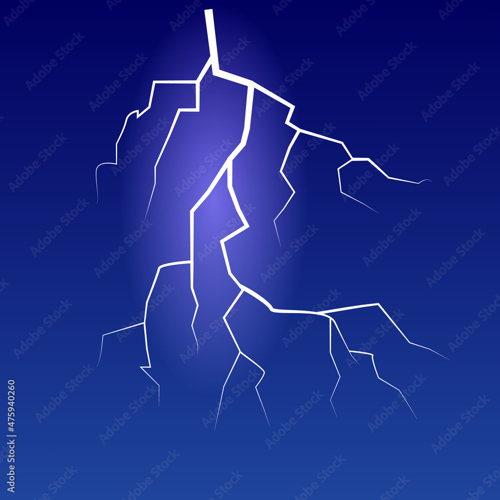 Lightning and thunder bolt on blue background Stock Vector | Adobe Stock