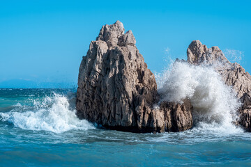 sea coastal cliffs on a windy sunny day