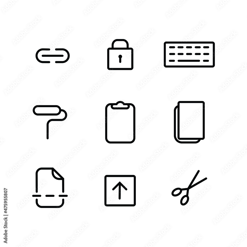 the editable stroke line of icon set related to text or document ...