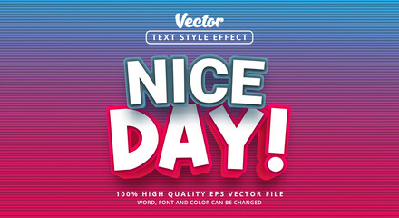 Editable text effect, Nice Day text on red and pink color style