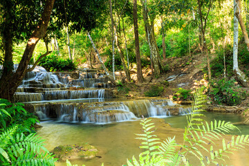 Sufficiency Waterfall or Thai language  was “popeang” between Mae Kae and Gao fu  waterfall  Unseen waterfall at Tham Pha Thai national park, Lampang province, Thailand.