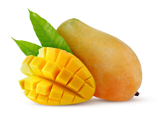 Wall Mural - Sweet mango fruit isolated on white background