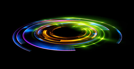 Wall Mural - Vivid abstract background. Beautiful swirl trail effect frame.  .Mystical portal. Bright sphere lens. Rotating lines. Glow ring. .Magic  ball. Led spiral. Glint lines. Focus place. Illusory flash.