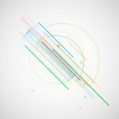 Poster - Abstract color swirly background. Technology texture template. Vector dynamic design, Illustration with lines and circles. Idea lines motion
